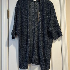 Loose fit silver/blue shirt sleeve cardigan